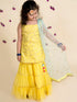 Girls Yellow Embroidered Kurti With Sharara With Dupatta